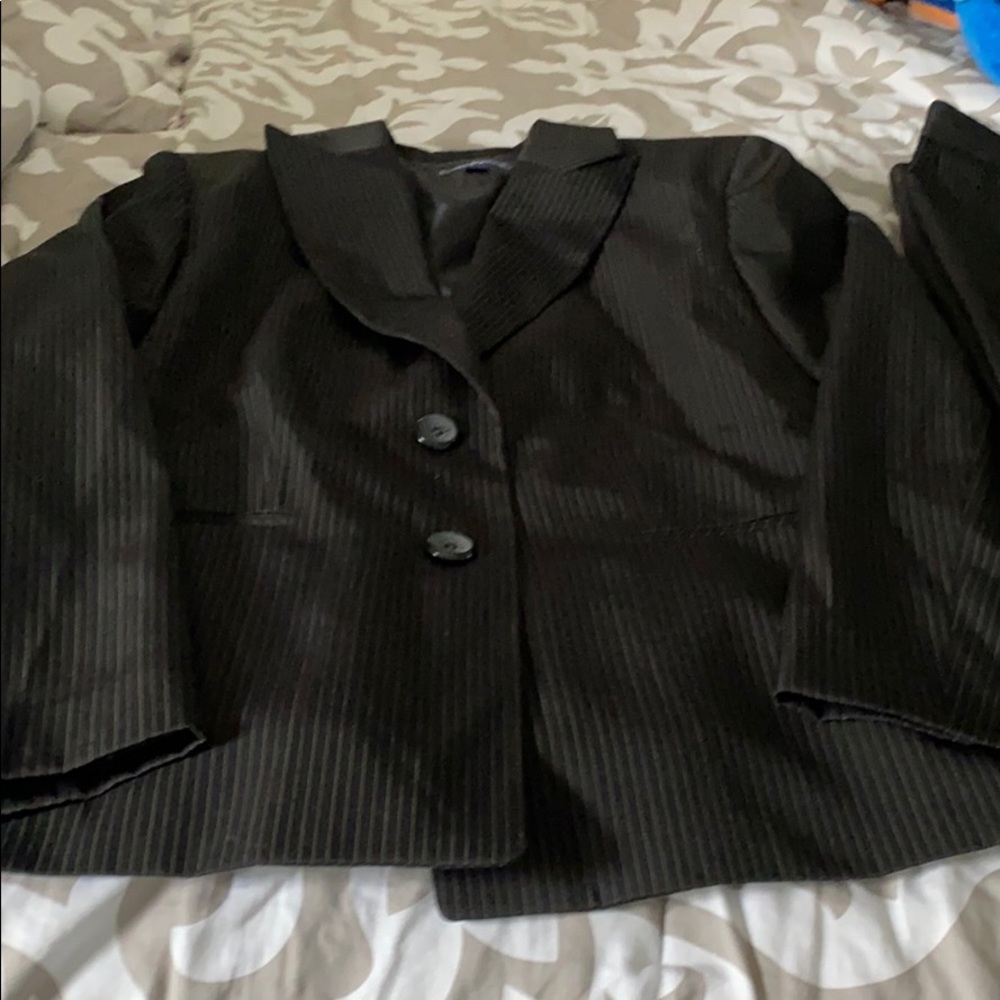 Black pin stripe suit